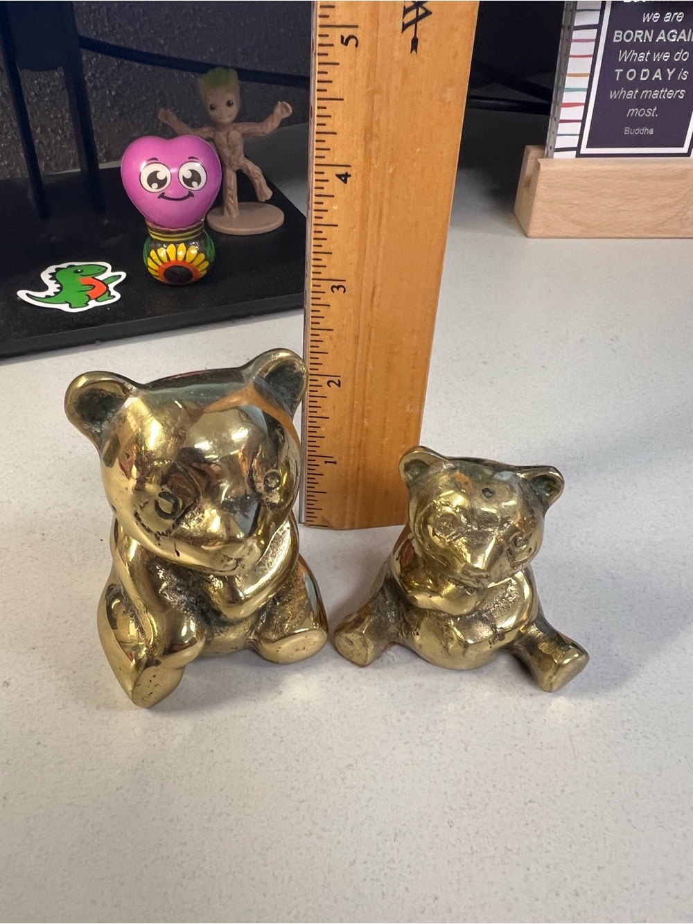 Vintage Made in Korea solid brass Bear Set